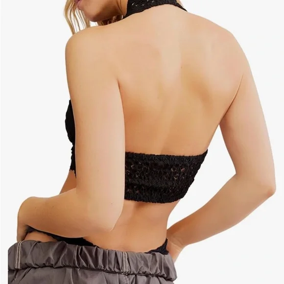 🔥SALE🔥 Free People Adella Halter Bra Black Lace Small - Picture 5 of 12